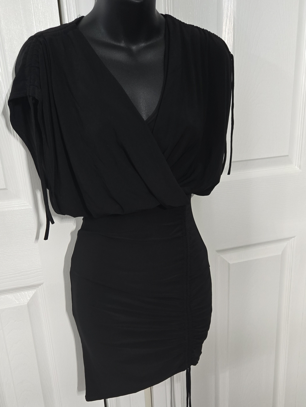 Fashion Nova Black Wrap-Style Mini Dress